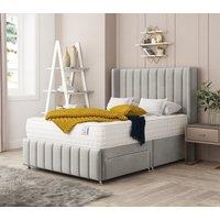 Bed Choices Brisbane Upholstered Divan Bed 2 drawers, Mattress & 54 Headboard in Silver | Size: Small Double