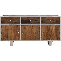 Orsina Black Sideboard, Matte Black 3Door Buffet Storage Unit, Contemporary Wooden Sideboard for Dining Room in Natural