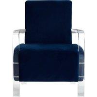 Orsina Contemporary Blue Velvet Chair, Minimalist Acrylic Leg Accent Chair for Living Room, Modern Velvet Armchair