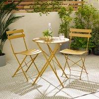 FurnitureboxUK Cabo 2 Seater Metal Bistro Set with Round Table in Mustard