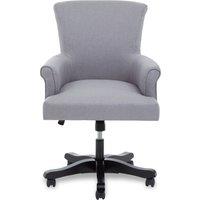 Orsina Grey Home Office Chair, ScrollArm Grey Fabric Swivel Seat, HeightAdjustable Task Chair with Wooden Base