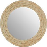 Orsina Antique Silver Wall Mirror, Round Wooden Frame Wall Mirror For Living Room & Hallway, Statement Mirror in Natural