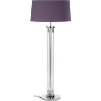 Orsina Tall Floor Lamp With Acrylic Tubular Base, Grey Fabric Shade Lighting For Living Room, Nickel Standing Lamp in Silver