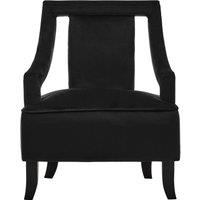 Orsina Black Velvet Accent Chair, Plush Black Velvet Upholstery with Inward-Curving Arms, Wooden-Leg Lounge Chair
