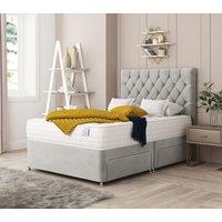 Bed Choices Monaco Divan Bed With 2 drawers, Mattress & Headboard - Plush Velvet in Silver | Size: King