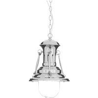 Orsina Small Chrome Lighthouse Pendant Light, Industrial Style Hanging Light With Dome Glass Shade in Silver