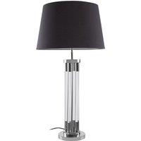 Orsina Contemporary Table Lamp With Tubular Acrylic Base, Nickel Finish Lighting For Living Room, Fabric Shade Lamp in Silver