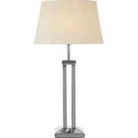 Orsina Modern Table Lamp With Dual Rod Base, High Gloss Nickel Finish & White Fabric Shade, Boutique Accent Lighting in Silver