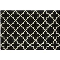 Orsina Modern Grey & White Hand Tufted Rug, Wool & Cotton Blend Soft Decorative Floor Rug, Circle Line Pattern Rug in Black | Size: 120 cm x 180 cm