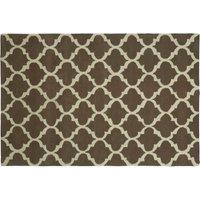 Orsina Modern Grey & White Hand Tufted Rug, Wool & Cotton Blend Soft Decorative Floor Rug, Circle Line Pattern Rug in Brown | Size: 120 cm x 180 cm