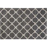 Orsina Modern Grey & White Hand Tufted Rug, Wool & Cotton Blend Soft Decorative Floor Rug, Circle Line Pattern Rug | Size: 120 cm x 180 cm