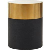 Orsina Round Black Shagreen Stool, Dual-Tone Black & Gold Accent Stool, Minimalist Luxe Seating