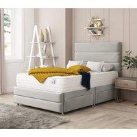 Bed Choices Valencia Upholstered Divan Bed With 2 drawers, Mattress & 26 Headboard in Silver | Size: Small Double