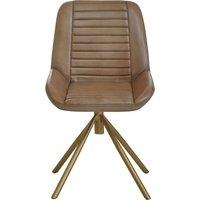 Orsina Buffalo Brown Genuine Leather Accent Chair, ChannelDetailed Brown Leather Seat & Back, Modern Accent Chair in Grey