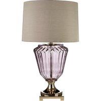 Orsina Sturdy Pleated Glass Table Lamp With Grey Shade, Decorative Bedside Light For Bedroom, Ambient Night Light