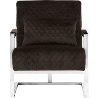 Orsina Luxe Black Velvet Armchair with Chrome Frame, Quilted Accent Lounge Chair for Living Room