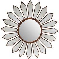 Orsina Luxe Antique Gold Petal Wall Mirror, Boutique-Inspired Decorative Mirror, Unique Gold Finish Accent Mirror