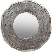 Orsina Small Oak Effect Silver Wall Mirror, 62cm Round Decorative Wall Mirror, Compact Modern Mirror with Oak Effect