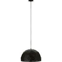 Orsina Medium White Dome Pendant Light, Geometric White Steel Ceiling Light With Clean Finish, Hanging Pendant Lamp in Black