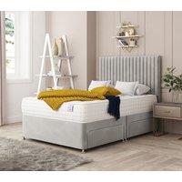 Bed Choices Manhattan Upholstered Divan Bed With 2 drawers, Mattress & Headboard in Silver | Size: Single