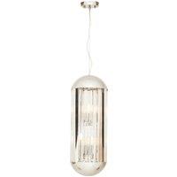 Orsina 6 Bulb Small Pendant Light, Chrome Finish Contemporary Lighting Fixture, Capsule-Shaped Crystal Panel Light in Silver