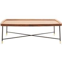 Orsina Coffee Table with Black Cross Metal Legs, Walnut Veneer Rectangular Top with X‑Frame Support, Centrepiece in Natural