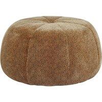 Orsina Leopard Print Pouffe, Round Velvet Footstool with Segmented Design, Luxe Occasional Seating for Living Room in Brown