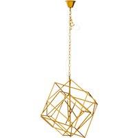 Orsina Brass Finish Six Bulb Pendant Light, Overlapping Cube Metal Frame, Contemporary Luxe Lighting Fixture in Gold