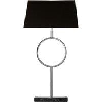 Orsina Black Stone Base Table Lamp, Luxe Nickel Stand With Fabric Shade, Contemporary Accent Lighting in Silver