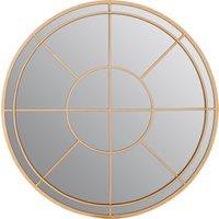 Orsina Gold Finish Round Wall Mirror, Contemporary Decorative Mirror With Luxe Wire Frame, Metal Accent Mirror