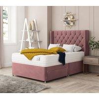 Bed Choices Deluxe Upholstered Divan Bed With 2 drawers, Mattress & 54 Floor Standing Headboard in Pink | Size: Small Double