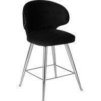 Orsina Black Bar Chair Stool with Curved Back, Kitchen Stool for Bar, Breakfast Stool with Velvet Upholstery