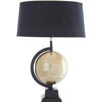 Orsina Matte Antique Brass Globe Table Lamp, Arched Frame Rotating Globe with Tapered Black Shade