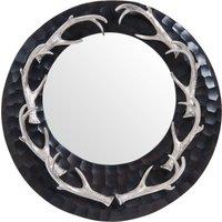Orsina Brown & Nickel Finish Wall Mirror, Round Wall Mirror with Texture, Decorative Wall Mirror in Black