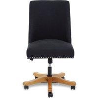 Orsina Black Fabric Home Office Chair, Black Upholstery with Stud-Trim Detailing, Swivel Wooden Base with Castors