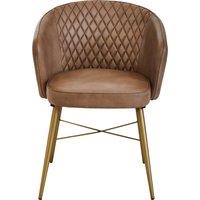 Orsina Grey Leather Chair With Gold Finish Legs, Genuine Grey Leather With Diamond Tufting, Arms & Padded Seat
