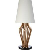 Orsina Gold & Black Angular Table Lamp, White Empire Linen Shade with Luxe Gold Iron Body, Black Marble Round Base