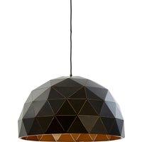 Orsina Large Black & Copper Dome Pendant Light, Matte Black Geometric Hanging Light, Steel Pendant Lamp