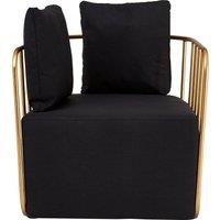 Orsina Chair with Black Fabric Seat, High-Quality Fabric Reading Chair, Gold Finish Accent Chair