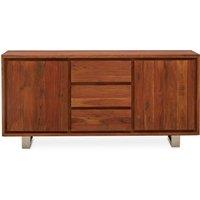 Orsina Acacia TwoDoor Sideboard, Solid Acacia Wood Cabinet with 3Drawer & 2Door Storage, Sleek MetalLegs in Brown