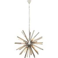 Orsina Grey Glass Sputnik Chandelier, Modern Pendant Light With Starburst Design, Glass Ceiling Chandelier in Silver