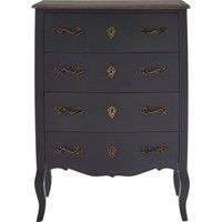 Orsina Classical 4 Drawer Dark Grey Chest, Bayur Wood Accent Cabinet with Brass Baroque Handles, Storage Drawer Unit