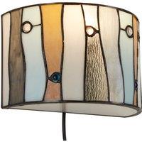 Orsina Jewel Deco Wall Light, Tiffany Style Semi-Circular Shade, Hand Rolled Art Glass With Jewel Detailing