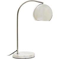 Orsina Chrome Table Lamp With White Marble Base, Arched Design With Metal Dome Shade, Chrome Finish Desk Light in Silver