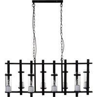 Orsina Iron & Glass Wide Pendant Light, 8 Glass Bulbs with Industrial Black Iron Frame, Statement Ceiling Light