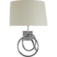 Orsina Wall Lamp With Interlinked Ring Design, High Gloss Nickel Finish With White Fabric Shade, Wall Light in Silver