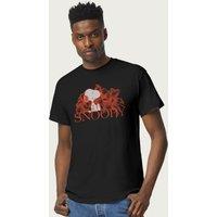 Peanuts Men's Snoopy Flower Sketch Design T-Shirt in Black | Size: Small