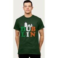 Peanuts Men's Dublin Snoopy T-Shirt in Bottle Green | Size: Large