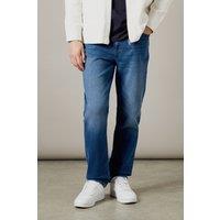 Burton Men's Mid Wash Stretch Straight Fit Jeans in Mid Blue | Size: 32R