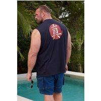 BadRhino Men's Japanese Graphic Vest Top in Dark Navy | Size: 5-6XL